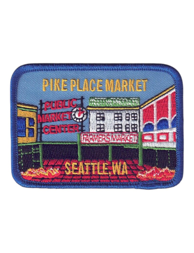 Pike Place Market Seattle Washington Patch Iron On Public Market Farmers WA Souvenir Travel Patch Embellishment or Applique image 4