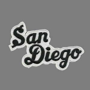 San Diego Patch – Script Black and White – Travel Patch Iron On – California Souvenir Patch – CA Embellishment