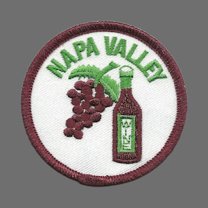 Napa Valley Iron On Patch – California Wine Souvenir – Travel Patch – Embellishment – Applique CA Iron On Circle 2.5″ Souvenir