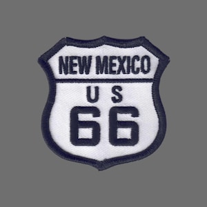 Écusson Nouveau-Mexique - Écusson Route 66 - Panneau de signalisation à repasser aux États-Unis - Écusson de voyage - Embellissement souvenir ou applique de la route historique 2,5 pouces NM