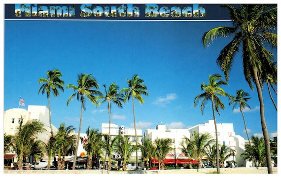 MIAMI BEACH FLORIDA BLUE WATERS HOTEL VINTAGE POSTCARD