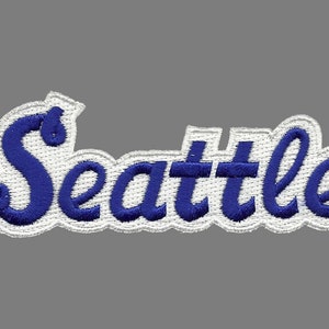 Seattle Patch – Script Blue and White – Washington Souvenir – Travel Patch Iron On – WA Souvenir Patch – WA Embellishment