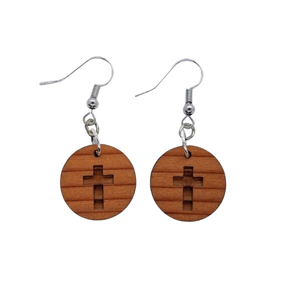 Redwood Earrings Cross Wood Earrings California Redwood Dangle