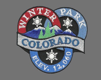 Winterpark – Colorado Patch – Ski Patch- CO Ski – Colorado Souvenir – Reispatch – Opstrijkbaar – Applique Versiering 3"