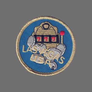 Nevada Patch – Las Vegas – Slot Machines Gambling – Souvenir Travel Patch – Embellishment or Applique Tokens Coins 3" Circle Gold Border