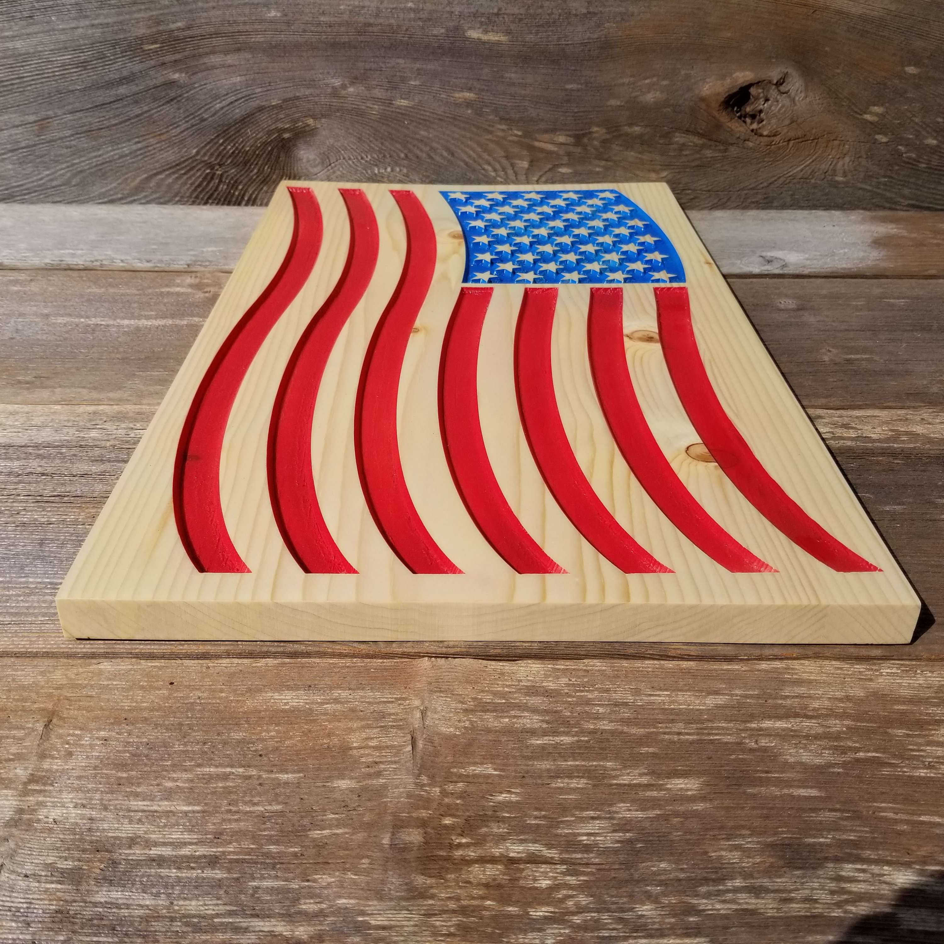 American Flag Carved Wood Sign Handmade USA Patriotism Rustic Etsy