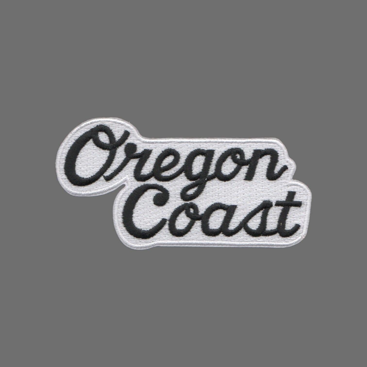 Oregon Coast Script Black on White Souvenir Embroidered Patch Iron on ...