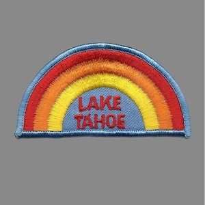 Vintage Lake Tahoe Patch – California Souvenir – Rainbow – Travel Patch – Embellishment – Applique CA Iron on Patch 3.375″