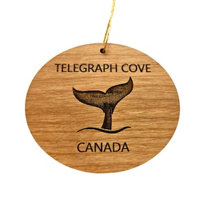 Décoration de Telegraph Cove Canada - Décoration en bois faite main - Queue de baleine Observation des baleines - Décoration de Noël 3 pouces