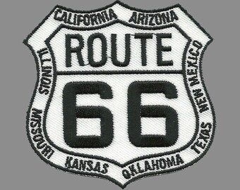 Route 66 Patch With all Route State Names Iron On Embroidered Souvenir Embellishment or Applique Travel Patch Travel Gift