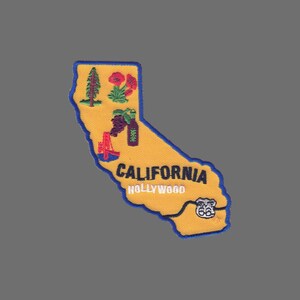California State Patch CA Map Landmarks Redwoods Wine Poppies Route 66  Iron On