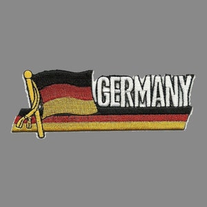 Germany Flag Iron On Patch – Wavy Ribbon – Country Pride Travel Patch – Souvenir Patch Embellishment or Applique