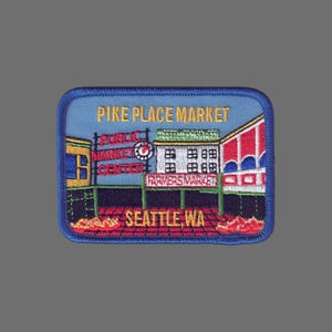Pike Place Market Seattle Washington Patch Iron On Public Market Farmers WA Souvenir Travel Patch Embellishment or Applique image 6