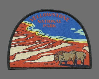Wyoming Patch – Yellowstone National Park - Travel Patch – Souvenir Patch 3.75" Iron On Sew On Embellishment Applique