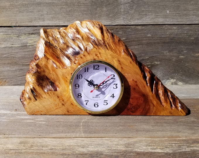 Redwood Burl Wood Clock Mantle Desk Office Gifts for Men 2 Etsy