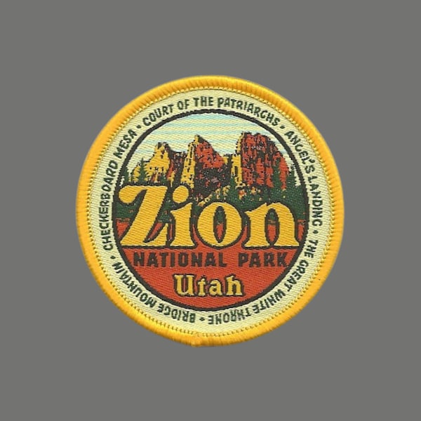 Utah Patch – UT Zion National Park - Zion Landmarks Travel Patch Iron On – Souvenir Patch – Applique – Travel Gift 2.25" Rock Formation