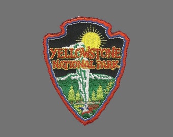 Wyoming Patch – WY Yellowstone National Park - Arrowhead Travel Patch – Souvenir Patch 3" Iron On Montana Idaho Embellishment Applique