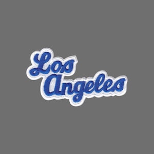 Los Angeles Patch – Script Blue and White – Travel Patch Iron On – California Souvenir Patch – CA Embellishment 4″