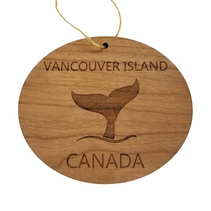 Décoration de l&#39;île de Vancouver Canada - Décoration en bois faite main - Observation des baleines à queue de baleine - Décoration de Noël 3 pouces