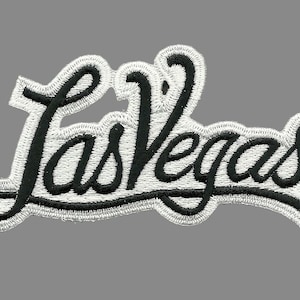 Nevada Patch – Las Vegas – Script Font Black and White – Travel Patch Iron On – NV Souvenir Patch – Embellishment 4″