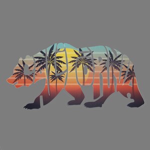 California Decal – CA Bear - Autocollant de voyage – Autocollant souvenir – DÉCalque CA – Travel Gift 5 » Made in USA Retro Postcard Bear Cutout Kiss Cut