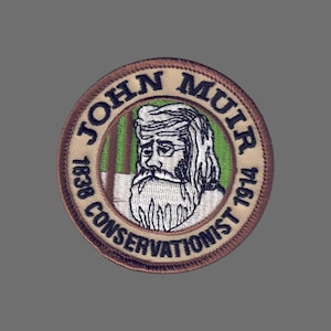 John Muir Patch – Conservationist – Muir Woods Souvenir Travel Patch Iron On