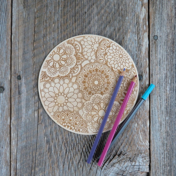 Color Your Own Wood Art ONLY DIY Wood Trivet Coloring Project Craft Supply  Adult Craft Project Kids Crafts Floral Relaxation Gift 
