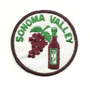 Sonoma Valley Iron On Patch – California Wine Souvenir – Travel Patch – Embellishment – Applique CA Iron On Circle 2.5″