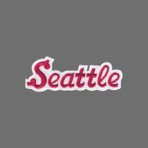 Seattle Patch – Script Red and White – Washington Souvenir – Travel Patch Iron On – WA Souvenir Patch – WA Embellishment