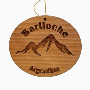 Bariloche Argentina Ornament Handmade Wood Ornament Argentina Souvenir Andes Mountains Skiing Skier Ski Resort