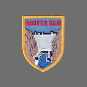Hoover Dam Patch Iron On Souvenir Shield Shape Colorado River Mead Lake Nevada Keepsake Arizona Memento