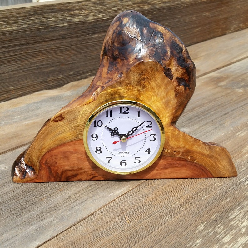 Wood Mantel Clock Handmade Redwood Table Shelf Desk Office Den Etsy
