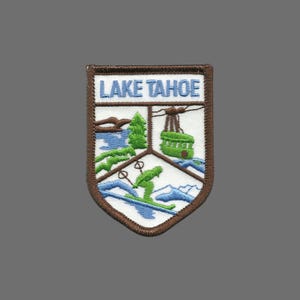 Lake Tahoe Patch – California Travel Souvenir Patch 2.75&quot; Iron On Sew On Embellishment Mountains 3 Scene Ski Sierra Nevadas