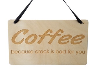 Funny Coffee Sign - Coffee Bar Sign - Décor de café - Drôles de panneaux de cuisine - Cadeau d’amateur de café - Thème café - Crack de café - Addiction