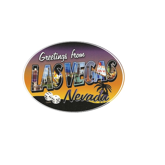 Las Vegas Decal Nevada Bumper Sticker Las Vegas Souvenir Travel Sticker 5  Oval Retro Postcard Greetings Travel Gift Scrapbooking -  Canada