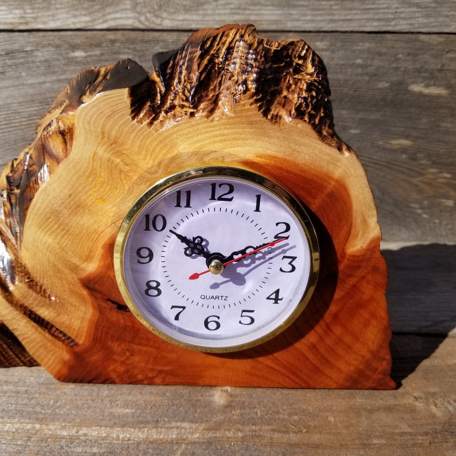 Redwood Burl Clock Table Shelf Mantle Desk Office Gifts for Men 2