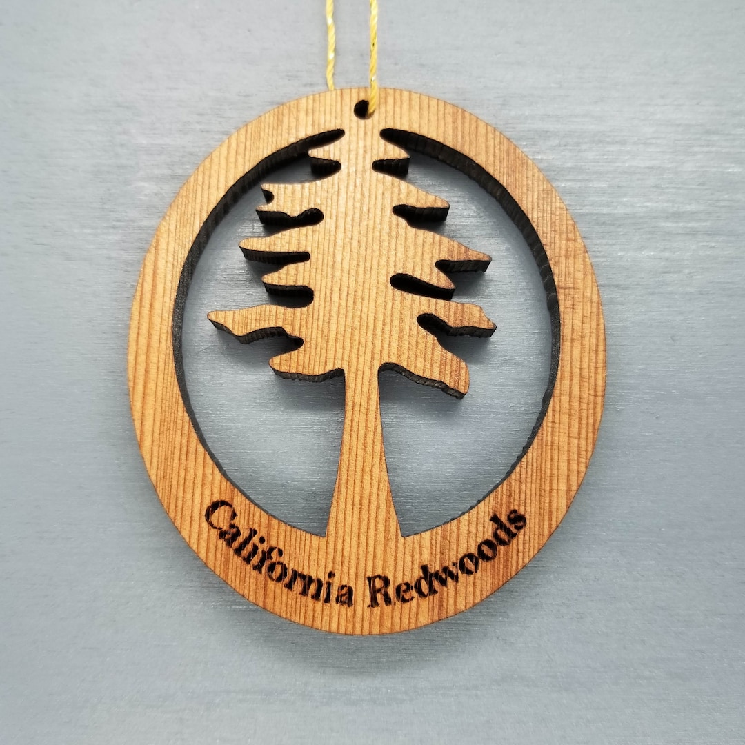 Redwood Ornament Redwood Tree Oval California Redwoods Laser Cut