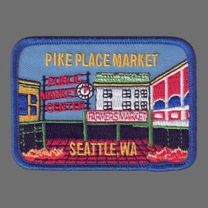 Pike Place Market Seattle Washington Patch Iron On Public Market Farmers WA Souvenir Travel Patch Embellishment or Applique image 5
