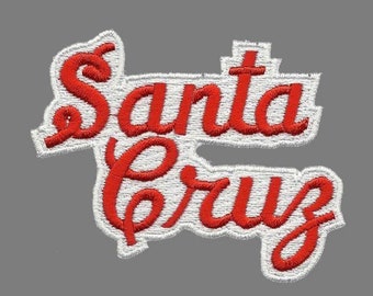 Santa Cruz Patch – Script Red and White – Travel Patch Iron On – California Souvenir Patch – CA Embellishment - Spellout Font