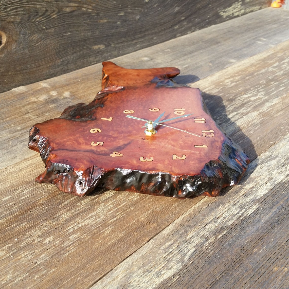 Wood Wall Clock Redwood Clock Mini Handmade Wall Hanging Etsy