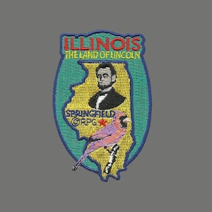 Illinois Patch – The Land of Lincoln - Illinois State Shape- Travel Patch Iron On – IL Souvenir Patch – Applique – Travel Gift 3"