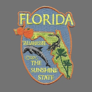 Florida Patch - State Travel Patch FL Souvenir Verfraaiing of Applique 3 "The Sunshine State Tallahassee Capital Oranges Gator Dolphin