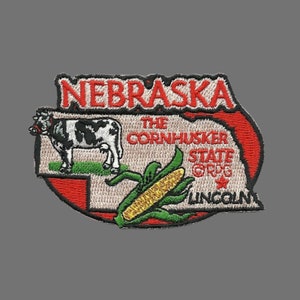 Nebraska Patch – NE State Travel Patch Souvenir Applique 3&quot; Iron On The Cornhusker State Cow Corn Lincoln State Capital