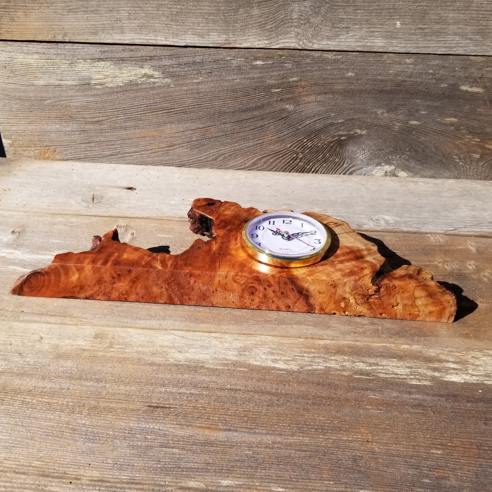 Redwood Burl Wood Clock Mantle Desk Office Gifts for Men 2 Tone Sittin –  Happy Wood Products