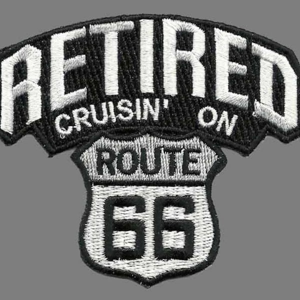 Retired Patch - Cruisin on Route 66 Patch – Iron On US Road Sign – Travel Patch – Souvenir Embellishment or Applique 3"