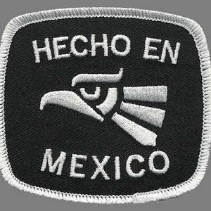 Hecho En Mexico Iron on Patch 3″ White Border Souvenir