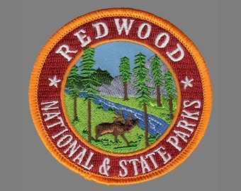Redwoods National and State Park Iron On Patch California Souvenir Sequoia Tallest Trees Elk River