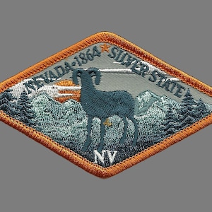 Nevada Patch – The Silver State – Travel Patch Iron On – NV Souvenir Patch – Embellishment Applique – Diamond 4″