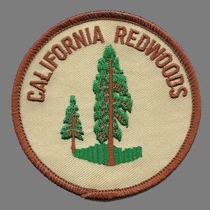 California Patch – California Redwoods – Redwood Trees Forest Circle Iron On Travel Patch – Souvenir Embellishment Applique
