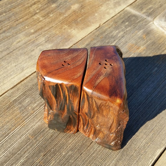 Salt And Pepper Shakers Set California Rustic Redwood Handmade Etsy